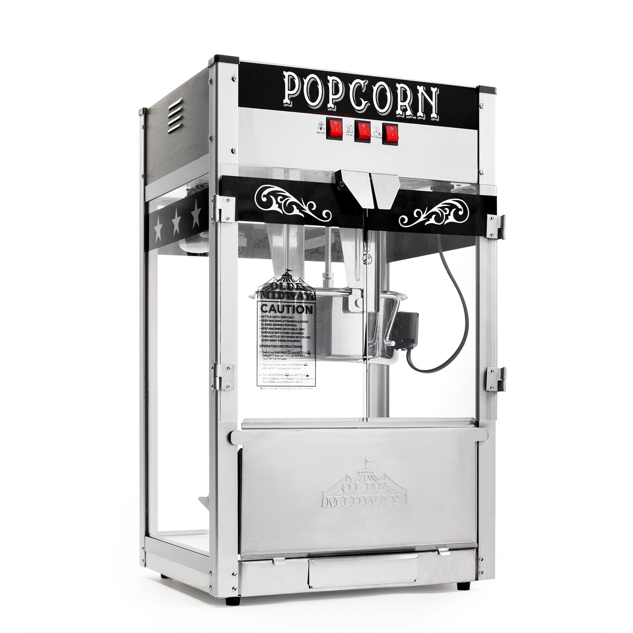 Olde Midway Commercial Popcorn Machine Maker Popper with Large 12-Ounce Kettle